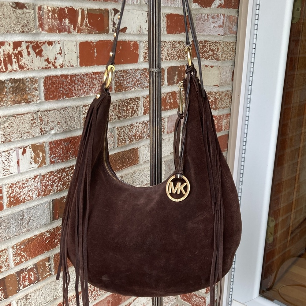 Michael Kors Brown Suede Hobo Bag